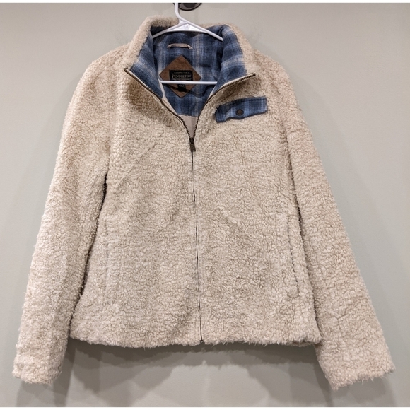 Pendleton Sherpa and Plaid Full Zip Pocket Jacket Size Medium - Picture 1 of 10